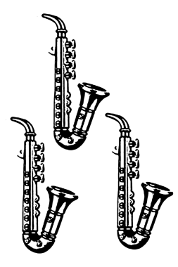 Siluet saksafon trompet rüzgar müzik enstrümanı caz orkestrası müzik siyah vektör görüntüsü