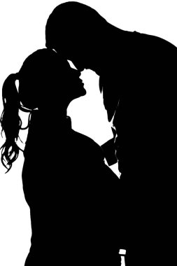 Siluet, hamile bir kadının karnında anne ve babasını beklerken...