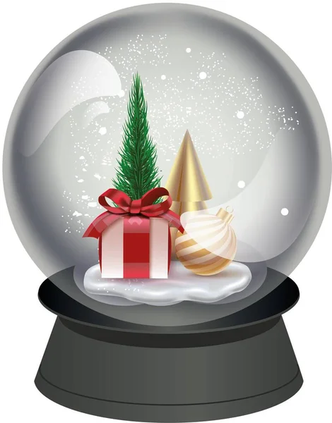 Хрустальный Шар Снежный Шар Снежной Ёлкой Рождественская Игрушка Подарочная Коробка — стоковое фото
