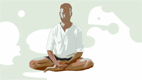 Homem Ficcional Abstrato Está Meditando Meditação Posição Lótus Ioga Zen — Fotografia de Stock