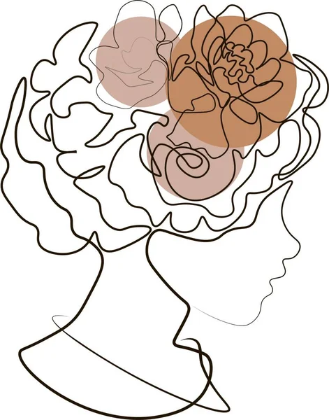 Минималистский Логотип Женской Линии Макияж Nature Organic Cosmetics Цветочная Голова — стоковое фото