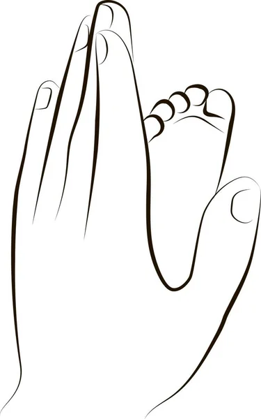 Lineární Náčrt Dětských Nohou Rukou Otce Šťastný Rodinný Rodičovský Koncept — Stock fotografie