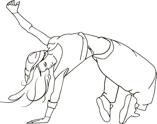 Силуэт Девушки Танцовщицы Брейк Данса Изолированной Белом Фоне Силуэт Уличного — стоковое фото