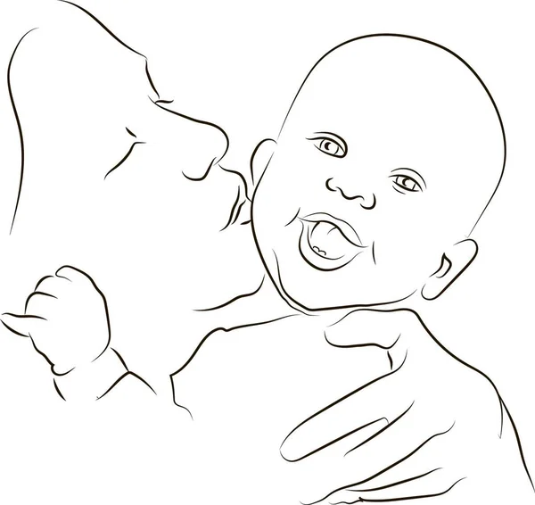 Mother Small Child Logo Mom Newborn Baby Isolated White Background — Stock Photo, Image