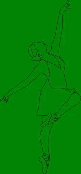 Ciągły Rysunek Linii Profesjonalnej Tancerki Baleriny — Zdjęcie stockowe