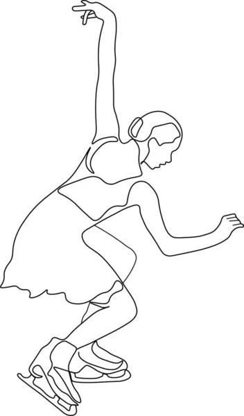 Фигурист Одной Линии Рисует Белом Изолированном Фоне Молодая Женщина Танцует — стоковое фото