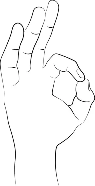 hand shows OK gesture. line drawing