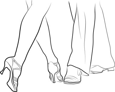 Dancing shoes of a couple, couples dancing traditional latin argentinian dance milonga in the ballroom, tango, salsa, bachata, kizomba lesson, festival  clipart