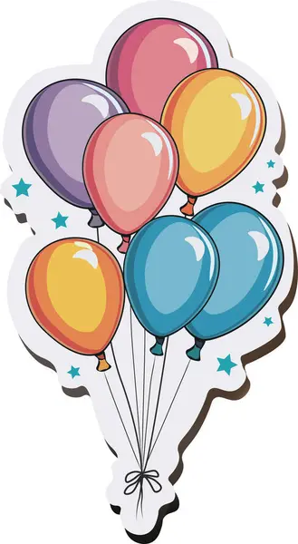 Birthday balloons floating in the air. Balloons Colorful Set. sticker