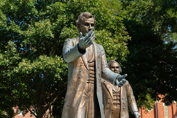 Ottawa Illinois United States August 2022 Statues Lincoln Douglas Historic — 스톡 사진