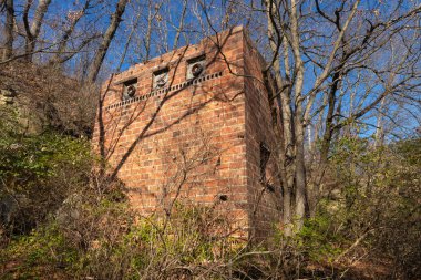 Terk edilmiş Twin Bluffs, Illinois, ABD 'de kalan son yapı..