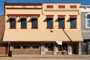 Streator, Illinois - United States - February 21st, 2023: Exterior of old building and storefront in downtown Streator, Illinois.