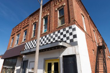 Abandoned movie theater in small Midwest town.  Seneca, Illinois, USA.