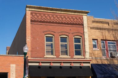 Exterior of old building and storefront in downtown Ottawa Illinois USA
