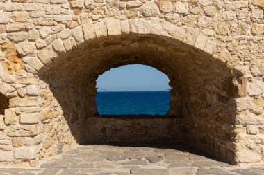 Heraklion, Girit - Yunanistan - 21 Eylül 2023: Koules Kalesi, 1540 yılında Yunanistan 'ın Heraklion kentinde tamamlandı.