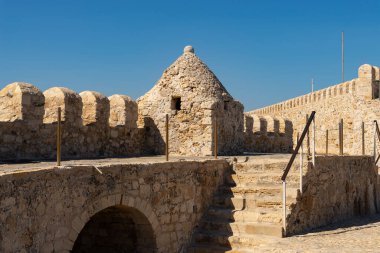 Heraklion, Girit - Yunanistan - 21 Eylül 2023: Koules Kalesi, 1540 yılında Yunanistan 'ın Heraklion kentinde tamamlandı.