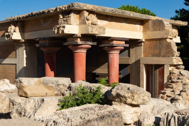 Knossos, Girit - Yunanistan - 21 Eylül 2023: Yunanistan 'ın Girit Sarayı' ndaki Kuzey Lustral Havzası.