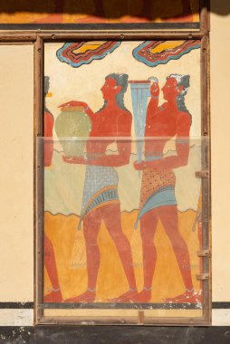 Knossos, Girit - Yunanistan - 21 Eylül 2023: Girit, Yunanistan 'daki Knossos Sarayı' ndaki Güney Propilaeum.