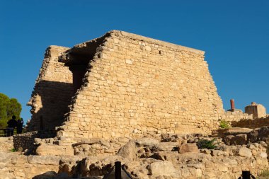 Knossos, Girit - Yunanistan - 21 Eylül 2023: Knossos, Girit, Yunanistan 'daki Knossos Sarayı kalıntıları.