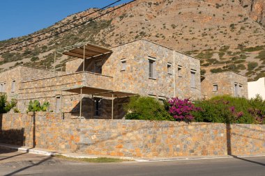 Küçük Girit köyündeki binanın dışı. Plaka, Girit, Yunanistan.