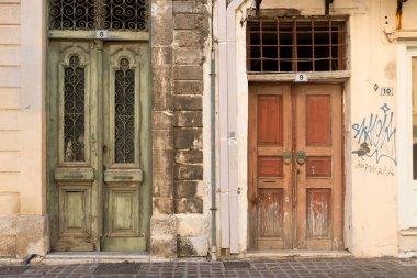 Eski Şehir Rethymno, Girit, Yunanistan 'daki binanın dışı.