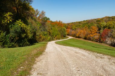 Oglesby, Illinois, ABD 'de güzel bir sonbahar sabahı kırsal yol..