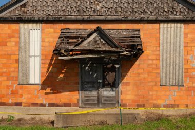 Norway, Illinois - United States - July 20th, 2023: Exterior of the historic Norway Temperance Hall, built in 1909, in LaSalle County, Illinois.