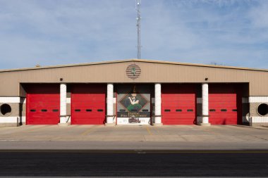 Pontiac, Illinois - ABD - 2 Ocak 2024: Pontiac İtfaiye Departmanı 'nın Pontiac, Illinois şehir merkezi, ABD.