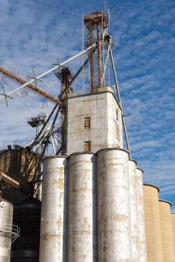Flanagan, Illinois, ABD merkezindeki sanayi tahıl asansörü ve siloları.