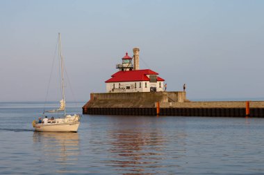 Duluth, Minnesota - United States - August 12th, 2024: The Duluth Harbor South Breakwater Outer Lighthouse, built in 1901, on a beautiful Summer afternoon in Duluth, Minnesota, USA. clipart