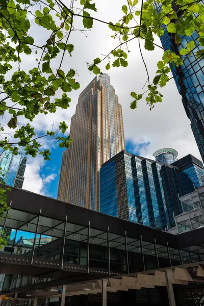 stock image Downtown skyline on a beautiful Summer afternoon in Minneapolis, Minnesota, USA.