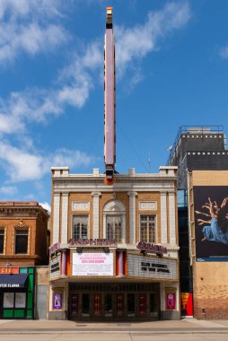 Minneapolis, Minnesota - United States - August 15th, 2024: Exterior of the Orpheum Theatre, originally opened in 1921, in downtown Minneapolis, Minnesota, USA. clipart