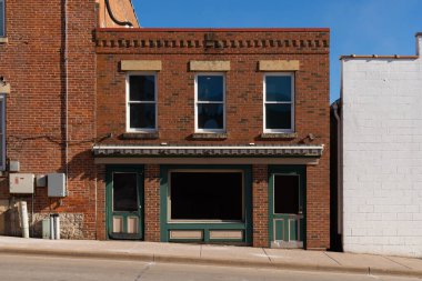 Galena, Illinois, ABD 'de şehir merkezindeki bina ve mağaza önü..