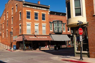 Galena, Illinois - United States - February 10th, 2025: Exterior of downtown building and storefront in Galena, Illinois, USA. clipart