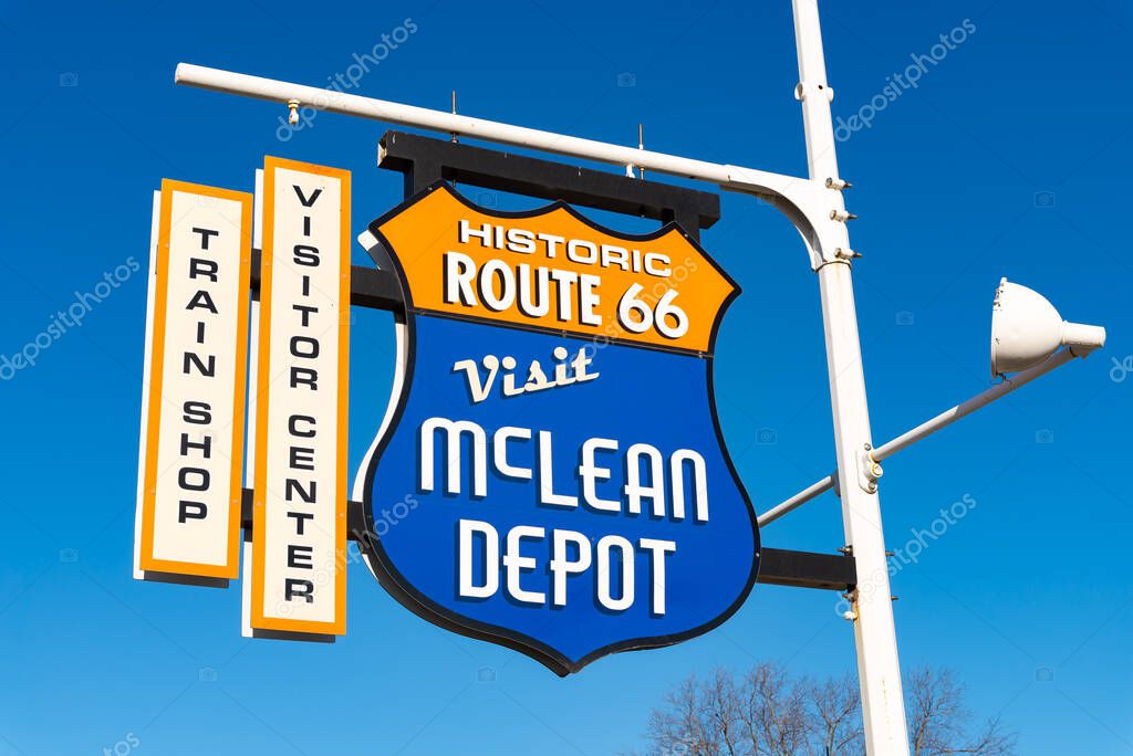 McLean, Illinois - United States - March 22nd, 2025: The McLean Depot on historic Route 66 in McLean, Illinois, USA.