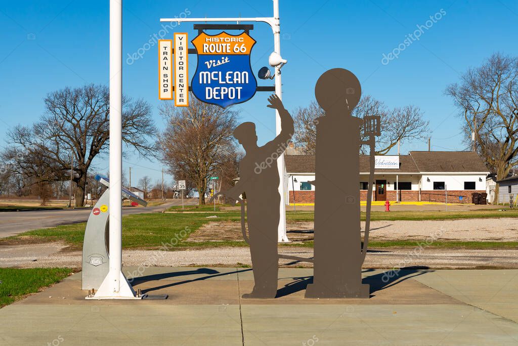 McLean, Illinois - United States - March 22nd, 2025: The McLean Depot on historic Route 66 in McLean, Illinois, USA.