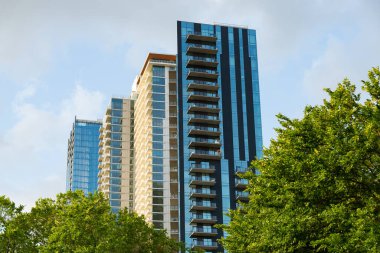 Şehir merkezi gökyüzü Austin, Teksas, ABD 'de güzel bir yaz öğleden sonrası..