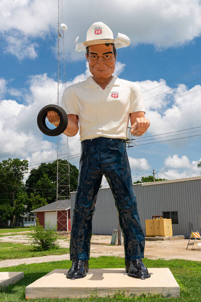Atlanta, Illinois - United States - July 22nd, 2025: Restored Phillips 66 Cowboy fiberglass giant at the American Giants Museum in Atlanta, Illinois, USA.