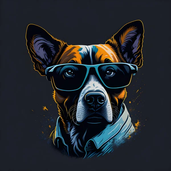 Professional Photograph Realistic Dog Wearing Sunglasses Colorful Shades Set Simple — Stock Photo, Image