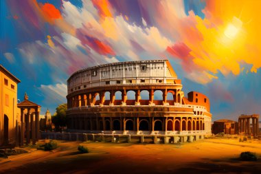 Roma mimarisinin ihtişamını yansıtan bir yağlı boya tablo. Sütunların, kemerlerin ve kubbelerin canlı detayları güçlü ve ilham verici bir sanat eseri yaratır..