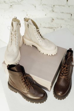Women's leather boots in a branded box. NEW women's shoes