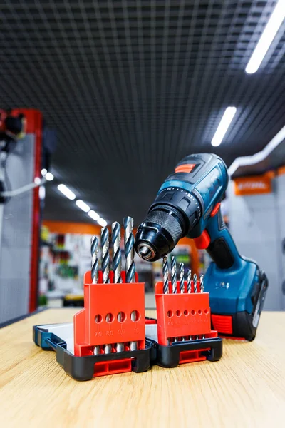 A set of metal drills for a screwdriver, drills for drilling holes.