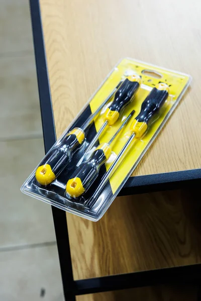 A set of construction tools, tools for builders. Set of screwdrivers