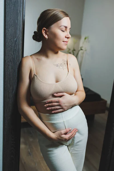 Cute Young Pregnant Woman Top Casual Maternity Clothes Cute Pregnant —  Fotos de Stock