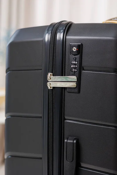 Fekete Gyönyörű Bőrönd Turista Kirándulásokhoz Kiváló Minőségű Fekete Bőrönd — Stock Fotó