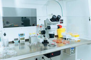 Modern multifunctional medical microscope, modern medical equipment.
