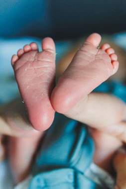 Küçük çocukların bacakları annelerinin ellerinde. Çocuk bacakları.