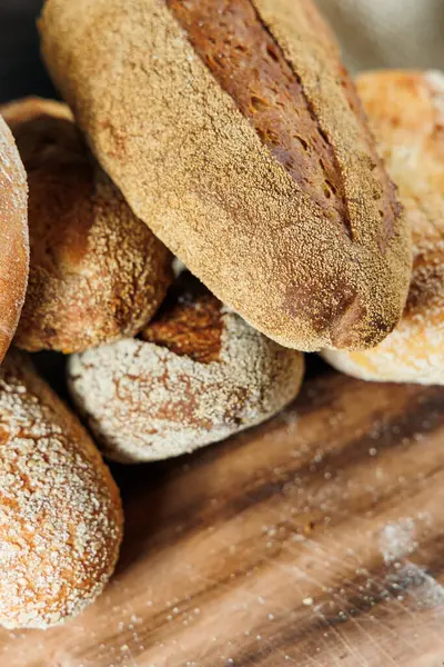 stock image Freshly baked rye bread on a mixture of whole grain, rye and wheat flour. Fresh homemade bread. Craft pastries