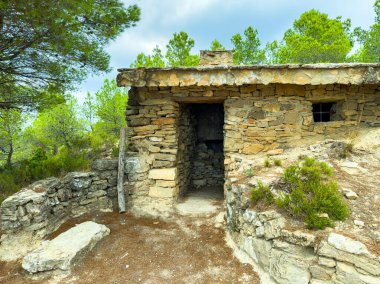 Kırsal taştan bir ev, uzun ağaçlar ve vahşi bitkilerle çevrili bir orman ortamında sessizce dinlenir. Yıpranmış duvarları geçmişle ilgili hikayeler anlatıyor, barışçıl bir atmosfer yaratıyor..