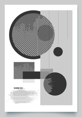 El ilanı monoton siyah-beyaz soyut afiş ve kurumsal afiş.